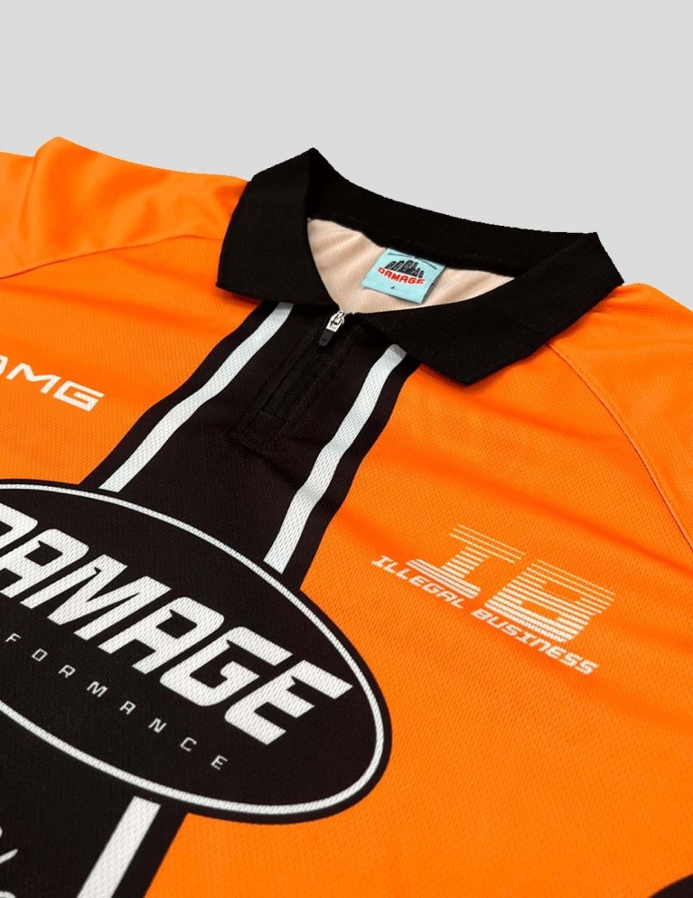 T-shirt DAMAGE performance zipper tee black/orange
